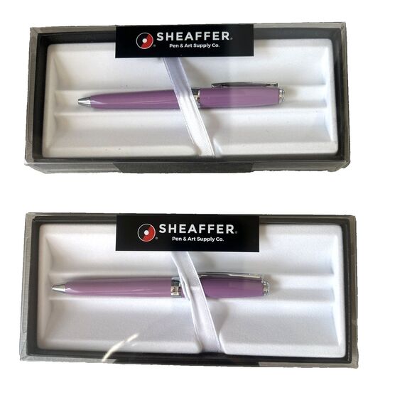 SHEAFFER PRELUDE LOT - 2 Pcs Lavender Color Ballpoint Pen Black Ink Silver Trim - Picture 4 of 5